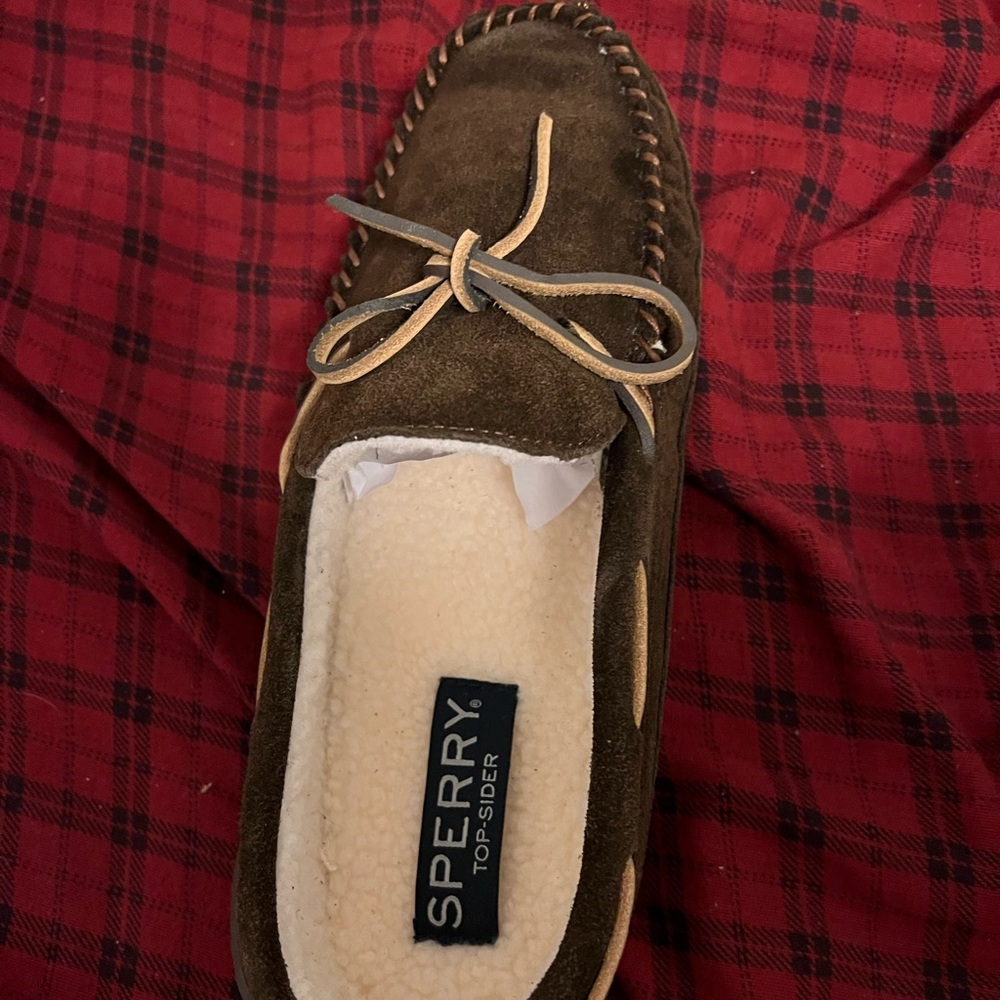 NEW Mens Sperry Brandon Trapper Slippers in chocolate color